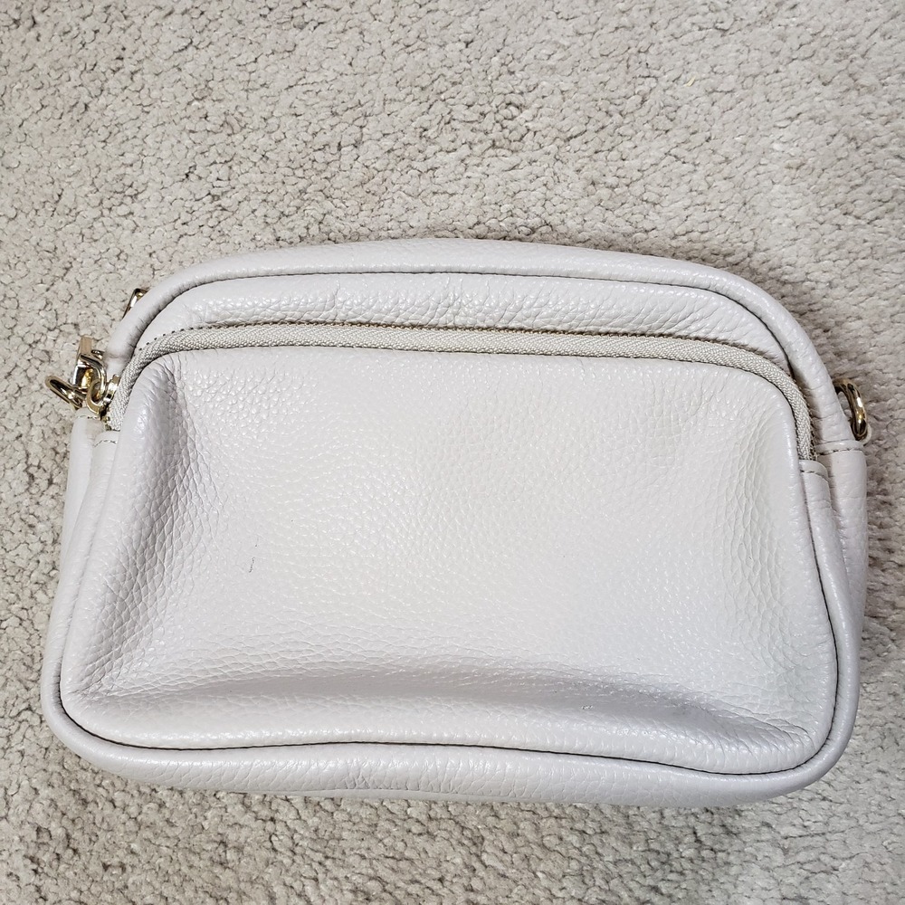 Pom Pom London Leather Westminster Messnger Bag Stone w/ Matching Crossbody READ - Picture 7 of 12